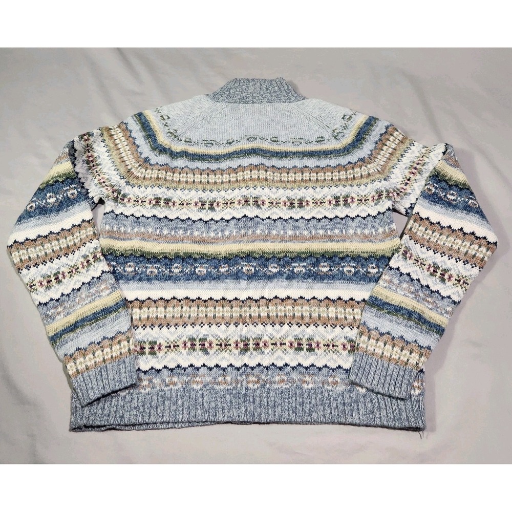 Tiara International Fair Isle Full Zip Cardigan Sweater Cottage Cozy Cabin Small - Picture 2 of 7